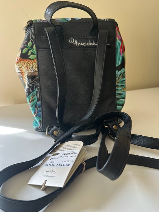 anuschka sling over travel backpack Butterfly Blooms Bronze Crossbody Bag The Covered Bridge and Leather Shop Front full Anuschka Leather Bucket Backpack